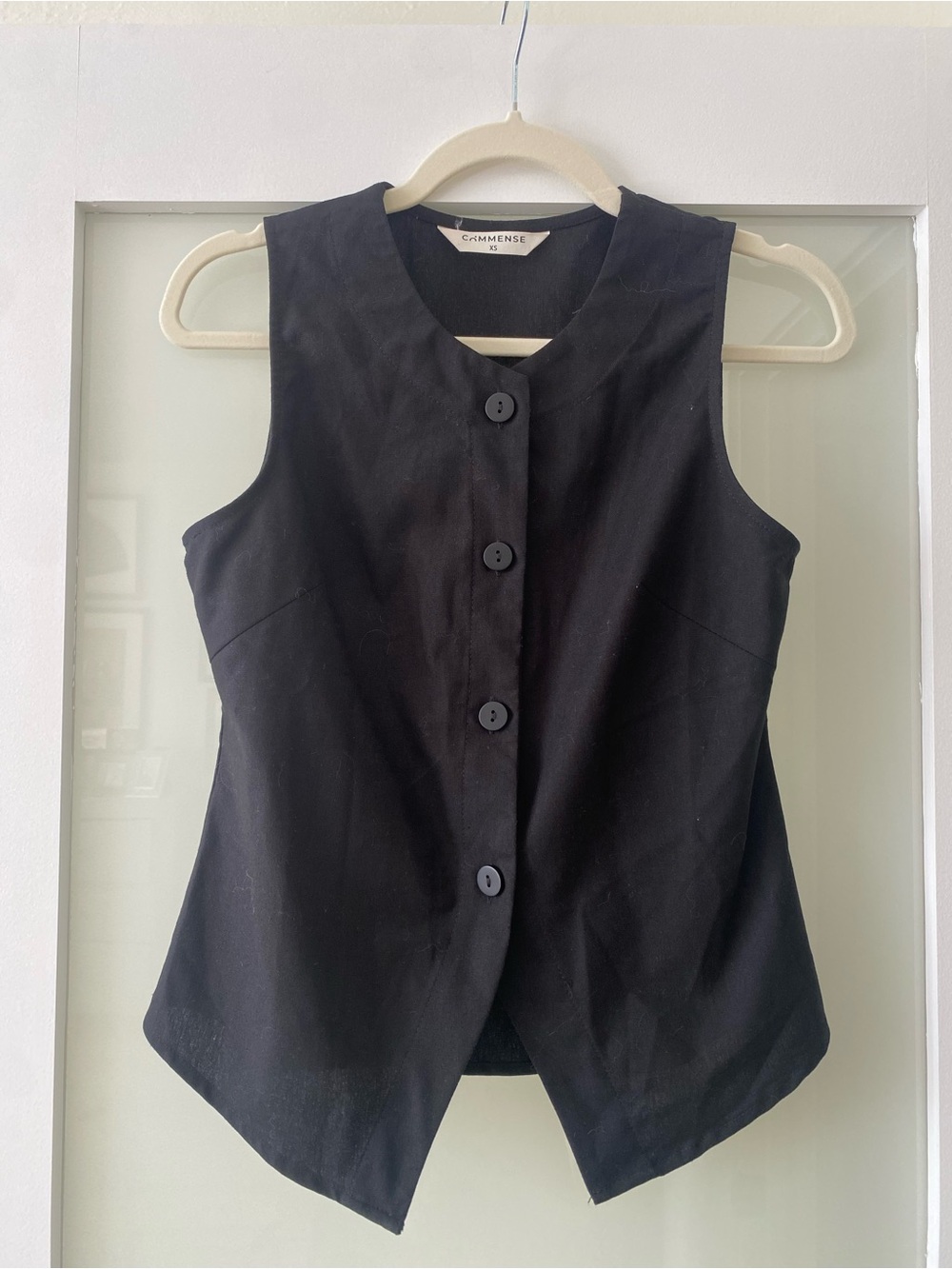 Ladies’ Commense Black Sleeveless Button-Front Vest